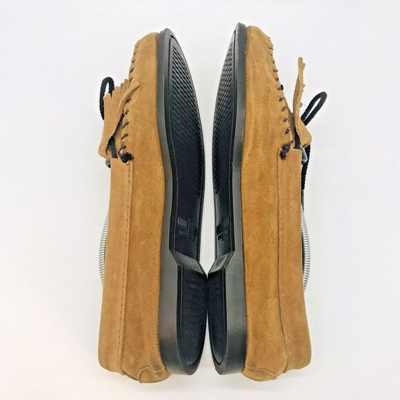 Minnetonka Thunderbird Animikii Beaded Brown Suede Moccasin Women's 10 Hard Sole - Picture 8 of 12